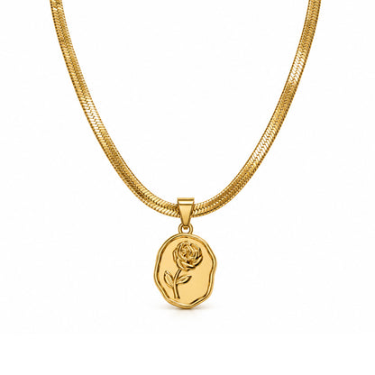 Elegant Gold Finish Rose Flower Pendant for Girls & Women
