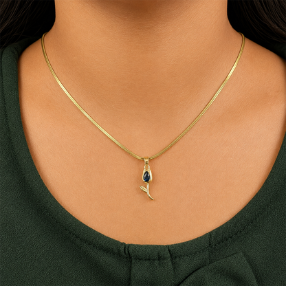 Tulip Teardrop Flower Pendant Necklace For Girls & Women's