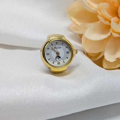 Anti Tarnish Round Stone Dial Finger Watch for Men & Women