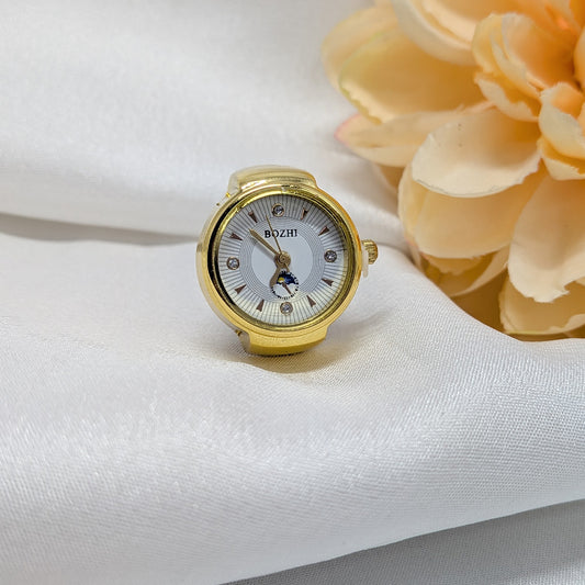 Anti Tarnish Round Stone Dial Finger Watch for Men & Women