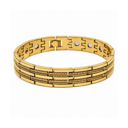 Signature Dual Track Stainless Steel Bracelet With Clasp For Men
