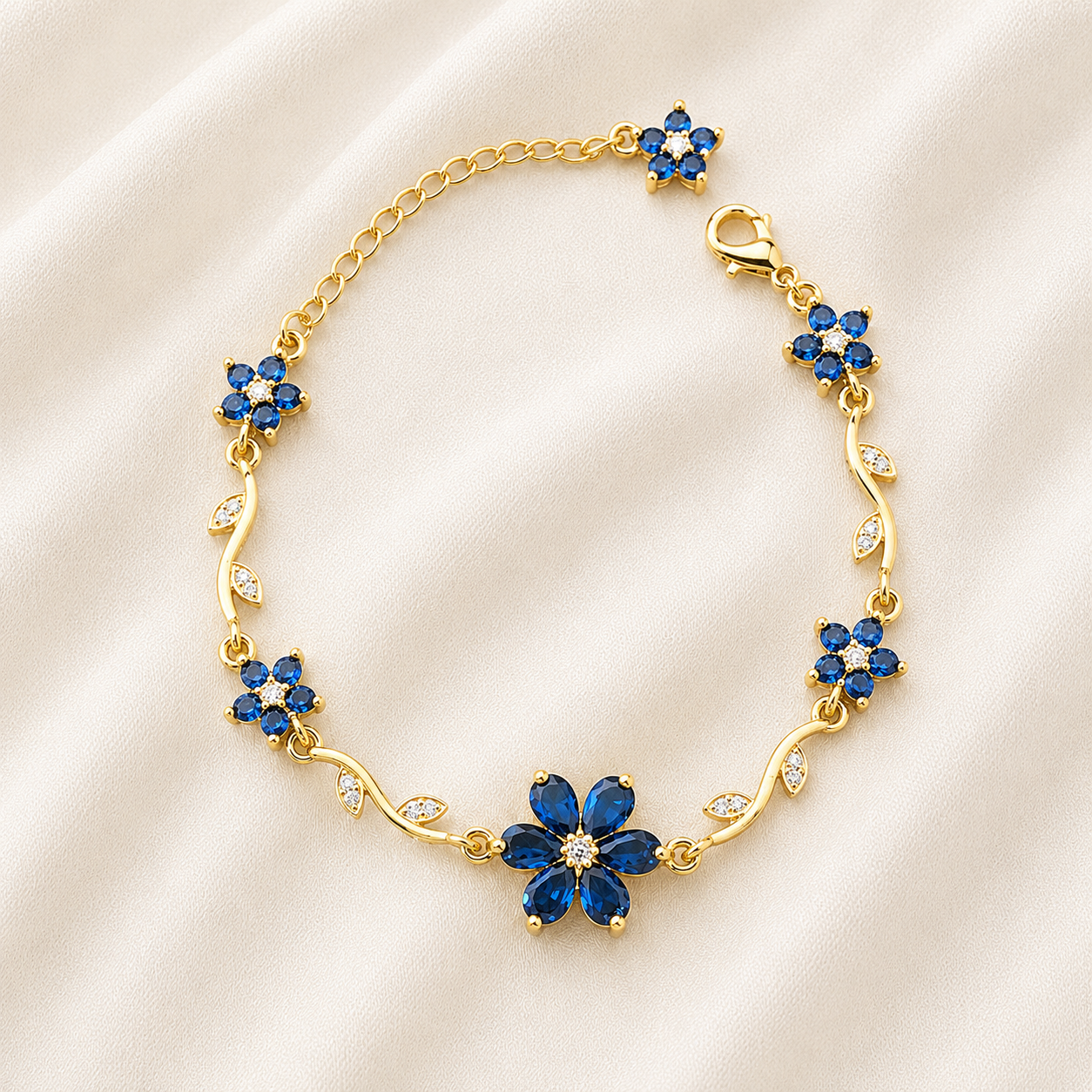 Sparkling Crystal Stone Flower Vine Bracelet for Girls & Womens