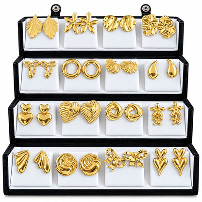 Gold Tone Korean Fashion 16 Pairs Earrings for Women & Girls