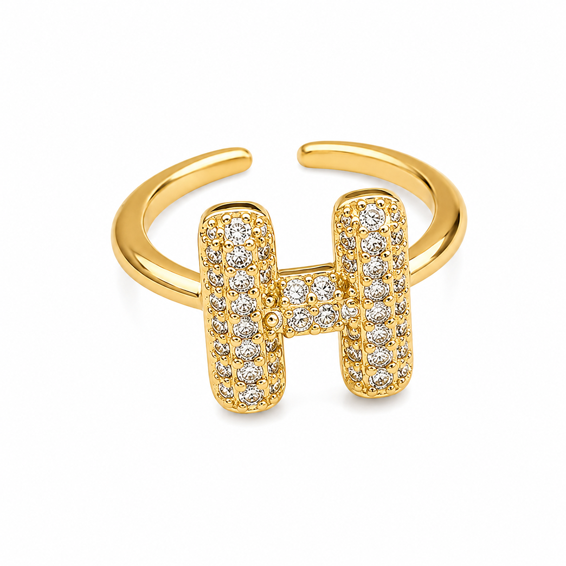 Sparkling Alphabet Letters CZ Stones Rings For Girls & Women's