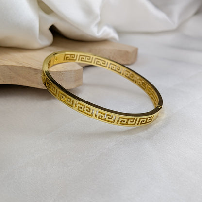 18k Gold Plated Greek Key Meander Design Bracelet for Women & Men