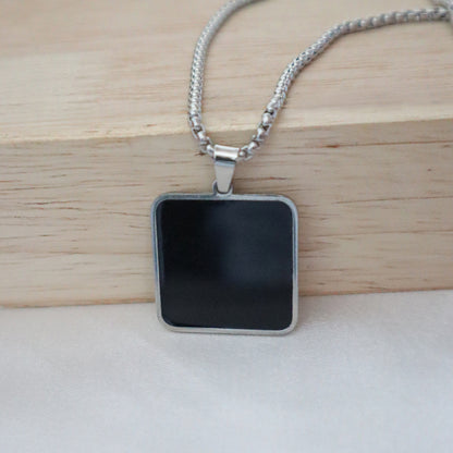 Urban Edge Black Square Pendant for Men