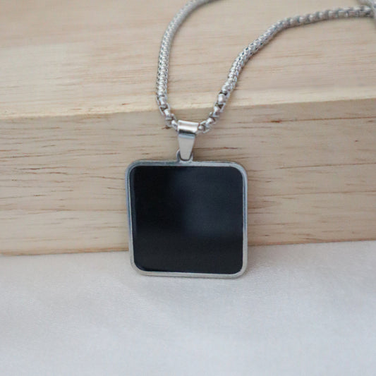 Urban Edge Black Square Pendant for Men