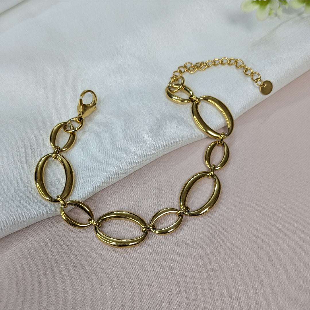 Gold Plated Classic Round Mesh Designer Chain Bracelet For Girls & Women (Anti-Tarnish)