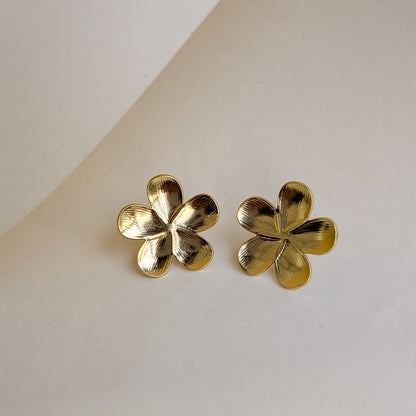 Golden Petal Glow Stud Earrings For Girls & Women (Anti-Tarnish)