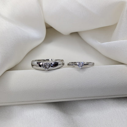 Embellishment Love-Inspired Crystal Shine Couple Ring Set