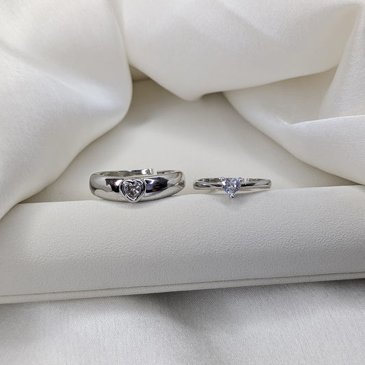 Embellishment Love-Inspired Crystal Shine Couple Ring Set