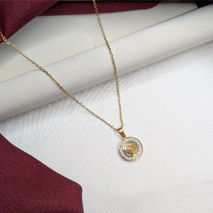 18K Gold Finish Heart Cut Pendant with AD Stone for Girls & Women
