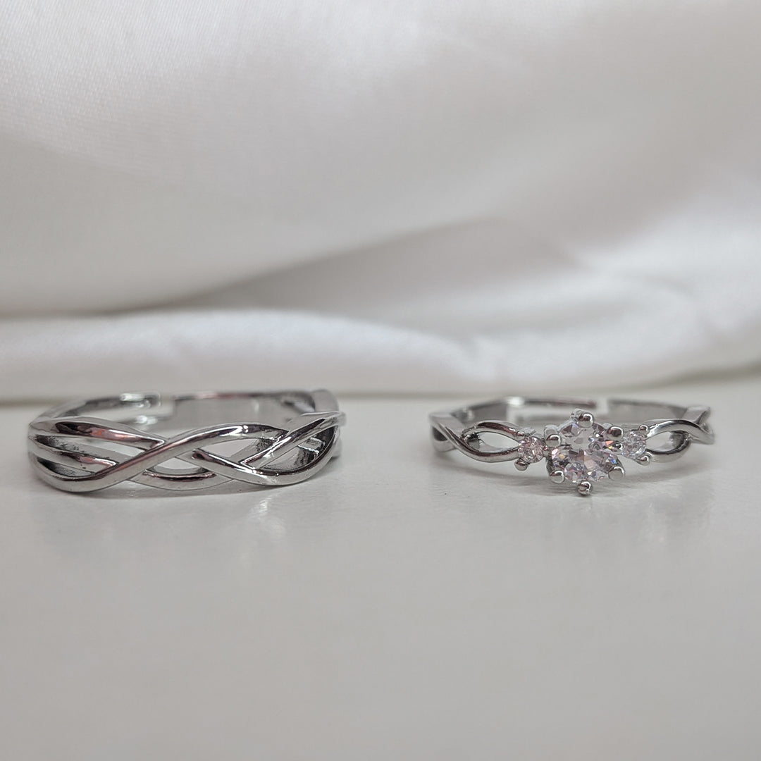 Delicate Crystal Design Couple Ring Set
