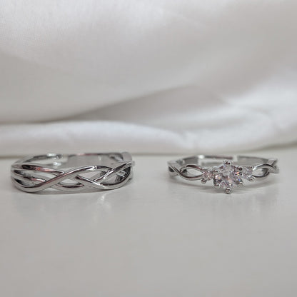 Delicate Crystal Design Couple Ring Set