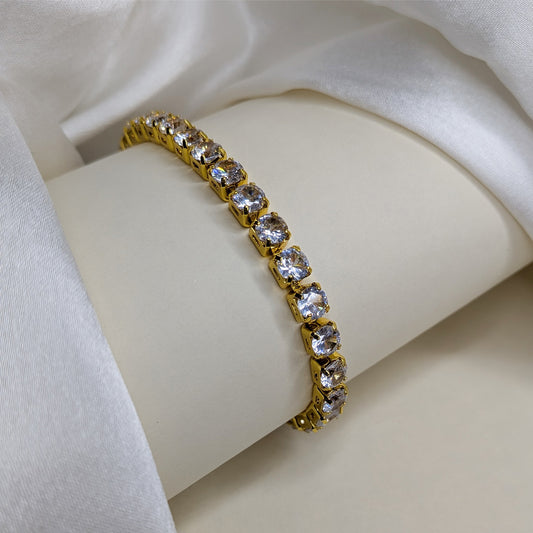Gold Plated CZ Tennis Bracelet High-Shine Finish For Girls & Women's