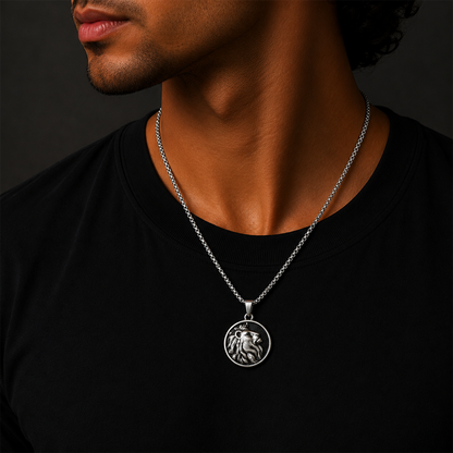 Circular Lion Pendant for Men & Boys