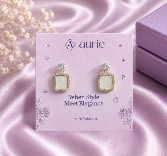 Elegant Crystal-Style Drop Korean Earrings for Women