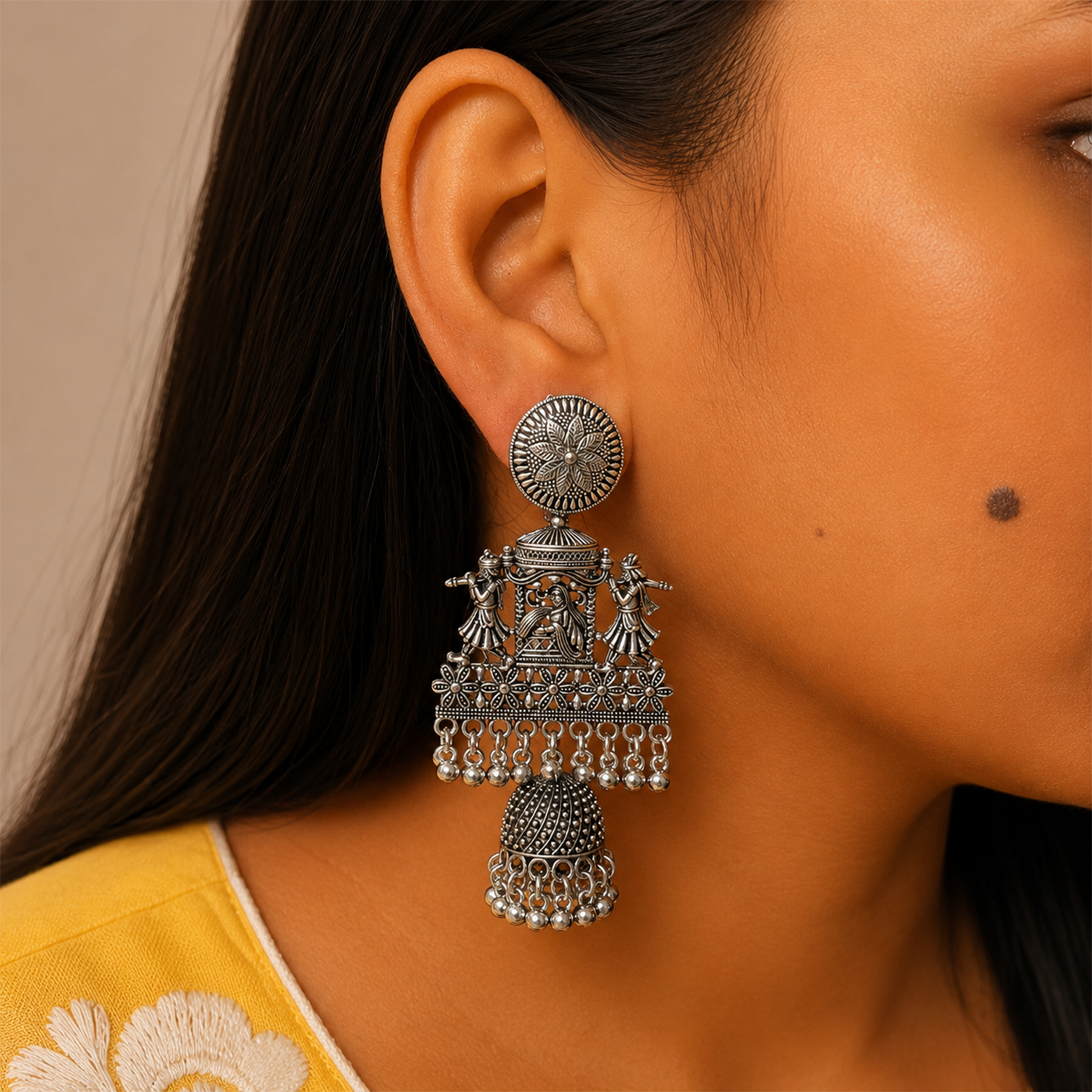 Oxidized Dhulhan Dholi Design Earrings for Girl's & Women's