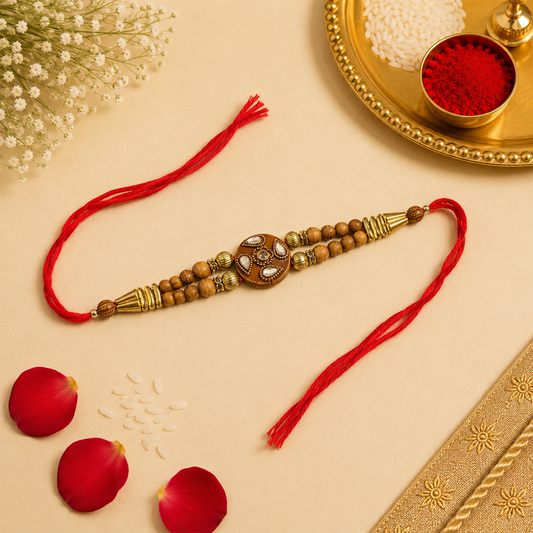 Classic Designer Rakhi with Wooden Beads