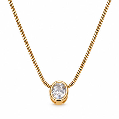 Oval Transparent Stone with Chain Pendant for Girls & Women