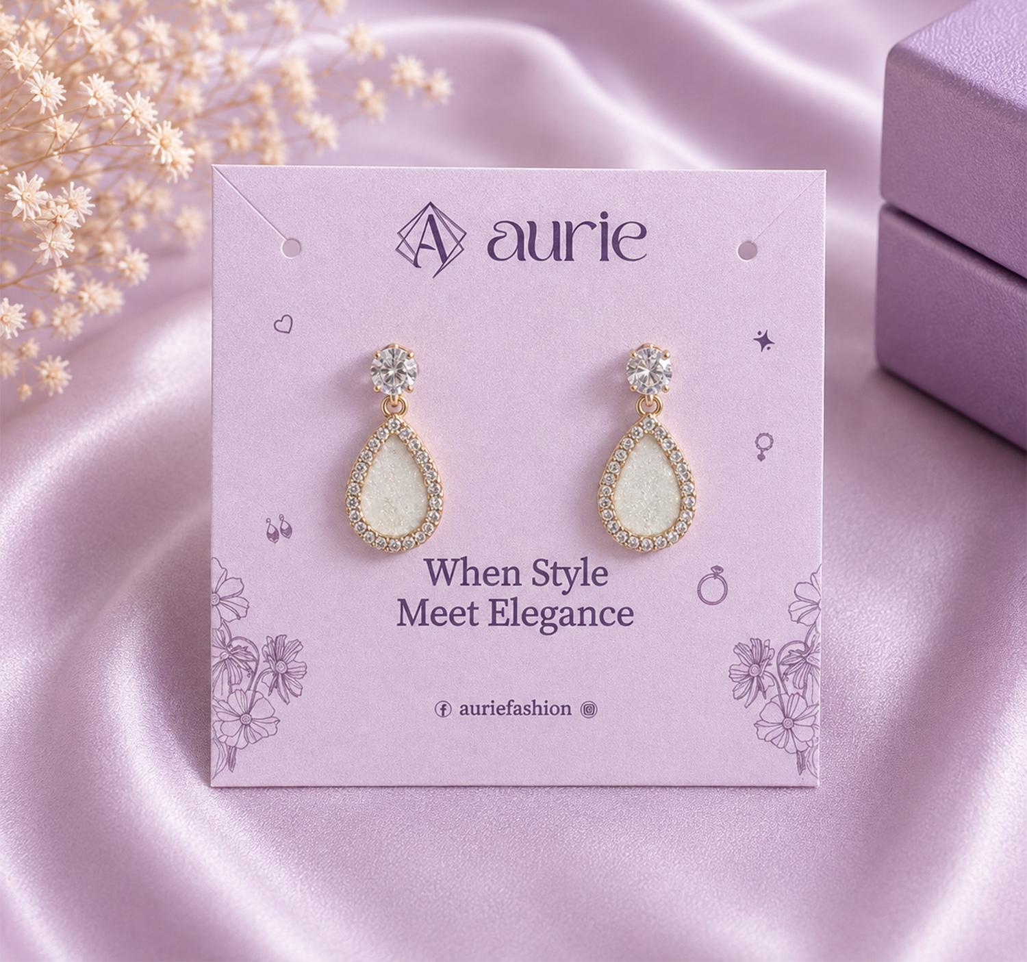 White Teardrop Dangle Korean Earrings for Women