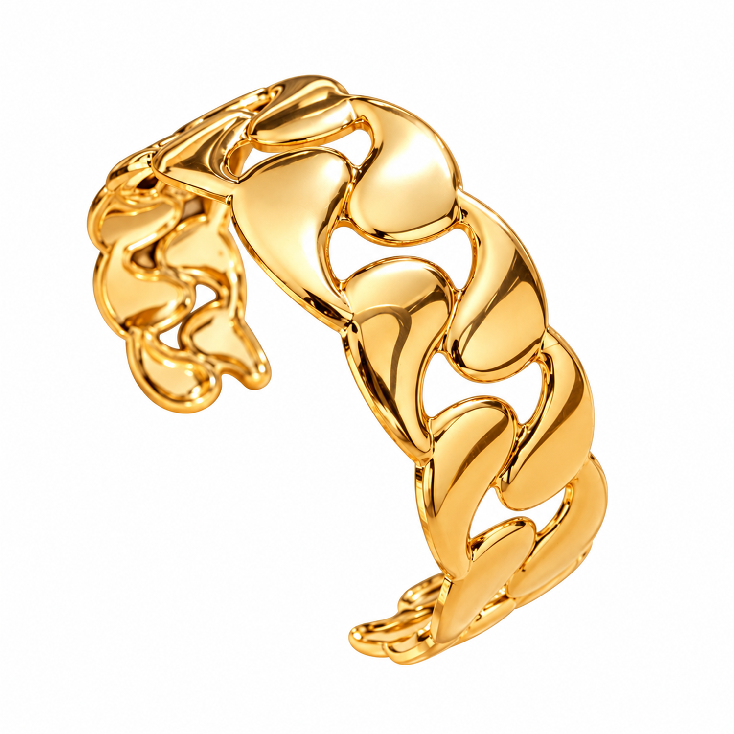 Gold Tone Alloy Elegant Cuff Bracelet for Women & Girls