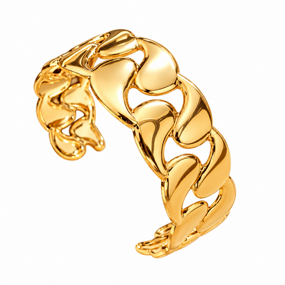 Gold Tone Alloy Elegant Cuff Bracelet for Women & Girls