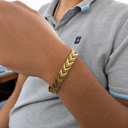 Arrow Pattern Chevron Pattern Stainless Steel Bracelet For Men