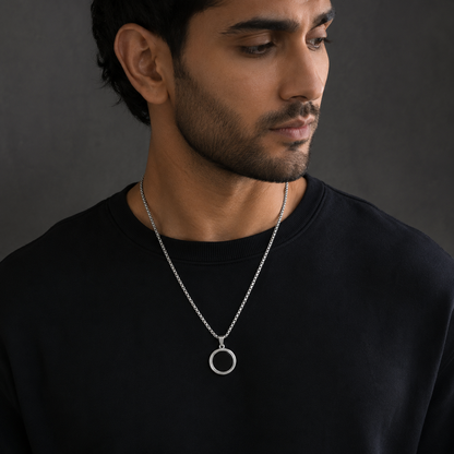 Secant Circle Black Onyx Pendant for Men & Boys