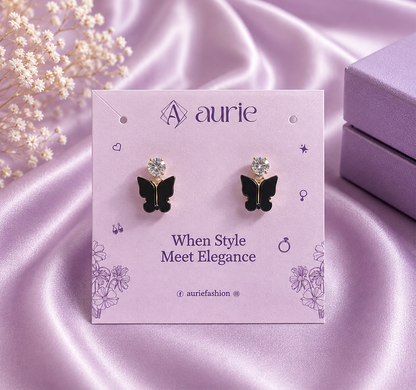 Black Butterfly Stud Korean Earrings for Women