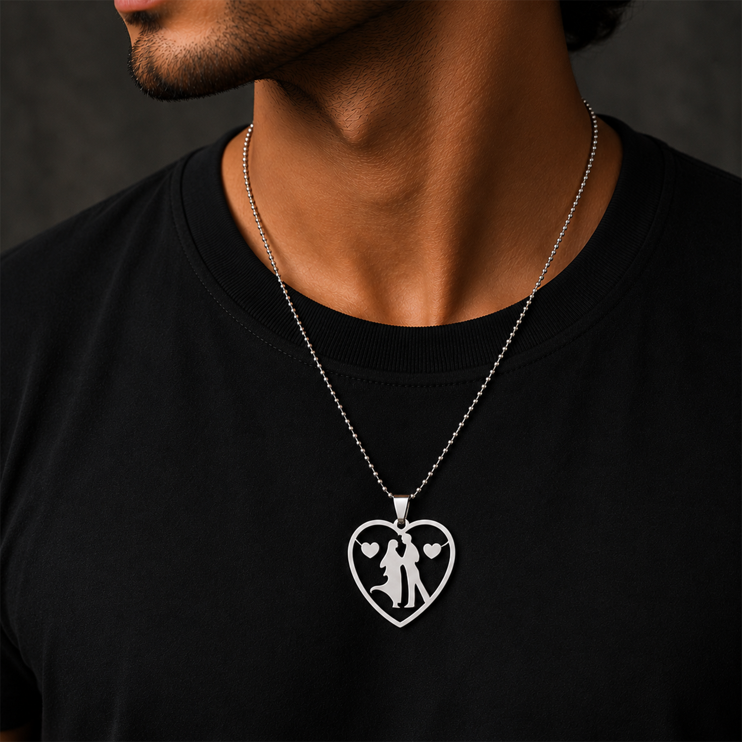 Romantic Couple Heart Pendant for Men & Women
