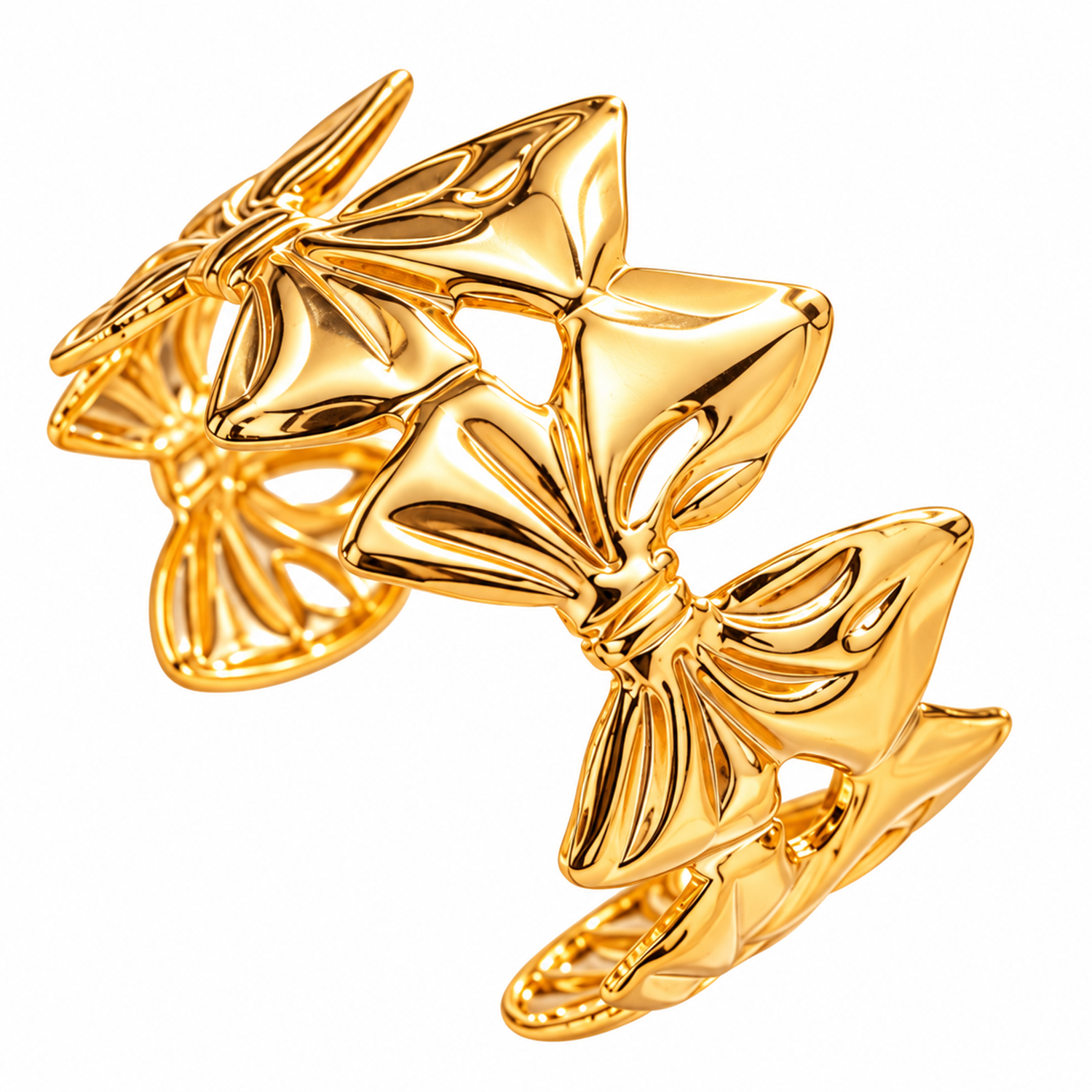 Gold-Tone Alloy Bow Cuff Bracelet for Women & Girls