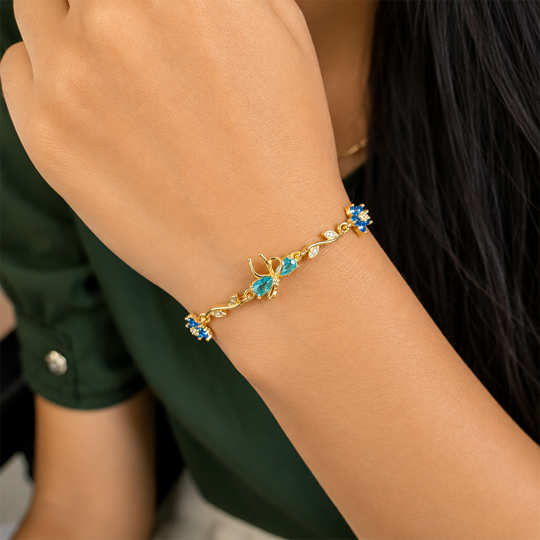 Cherry Blossom Tulip Floral Tennis Bracelet for Girls & Women's