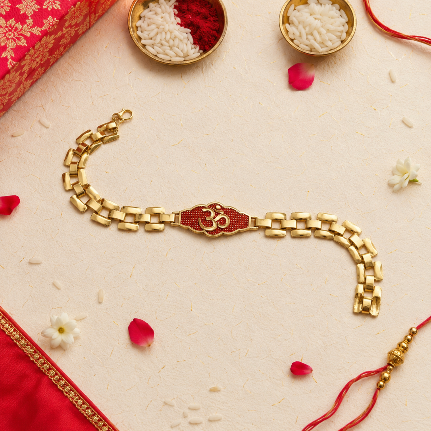 Premium Chain OM Engraved Rakhi Gift for Brother