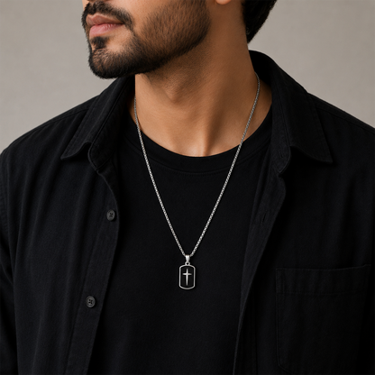 Radian Cross Tag Black Onyx Pendant for Men & Boys