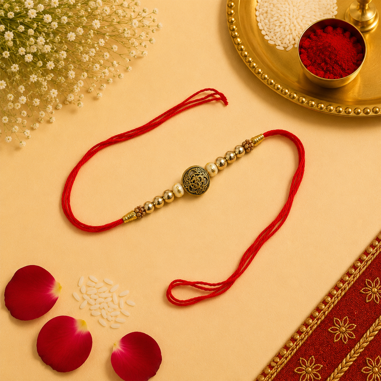 Traditional Gold-Tone Om Motif Rakhi