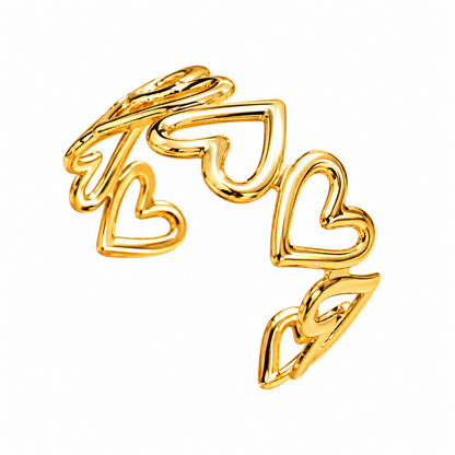 Gold Tone Alloy Heart Cuff Bracelet for Women & Girls