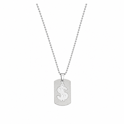 Dollar Sign Dog Tag Necklace for Men & Boys