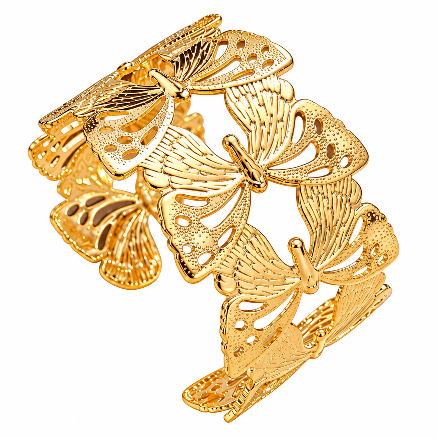 Golden Alloy Butterfly Cuff Bracelet for Women & Girls