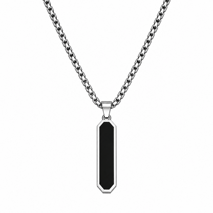 Black Inlay Geometric Rectangular Pendant for Men