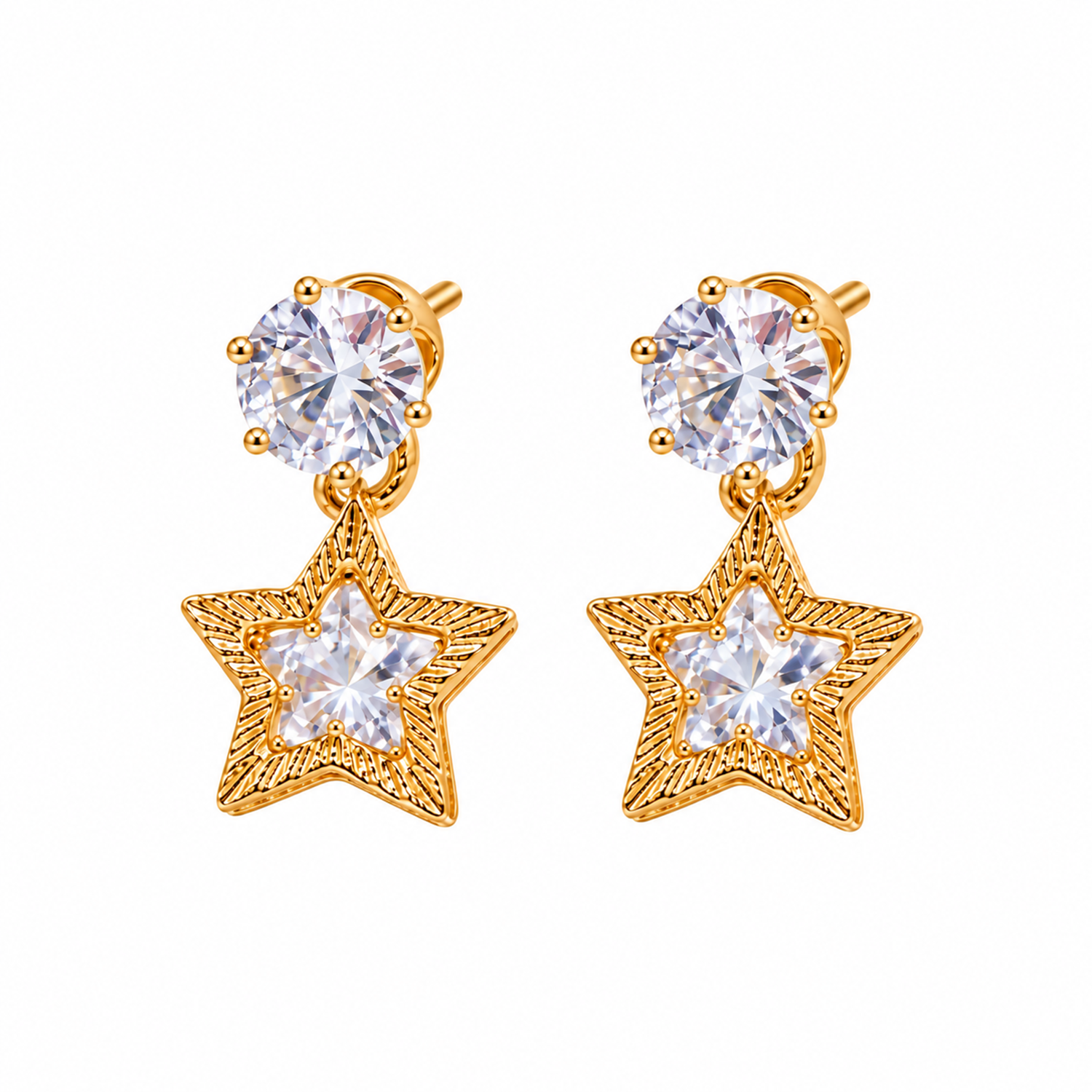 Sparkling Stone Star Lower Drop Earrings for Girls & Women