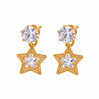 Sparkling Stone Star Lower Drop Earrings for Girls & Women