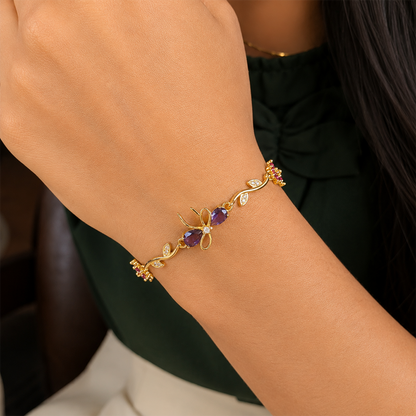 Cherry Blossom Tulip Floral Tennis Bracelet for Girls & Women's