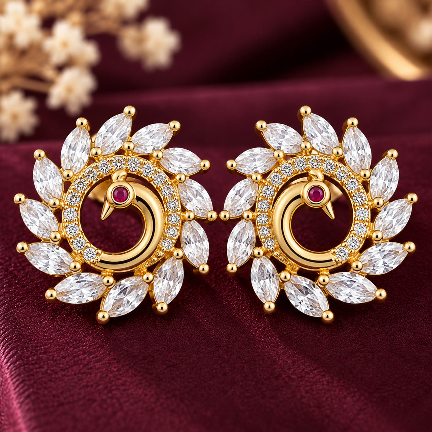Dual Tone Round Western Peacock Design Pendant Set for Girls & Women's