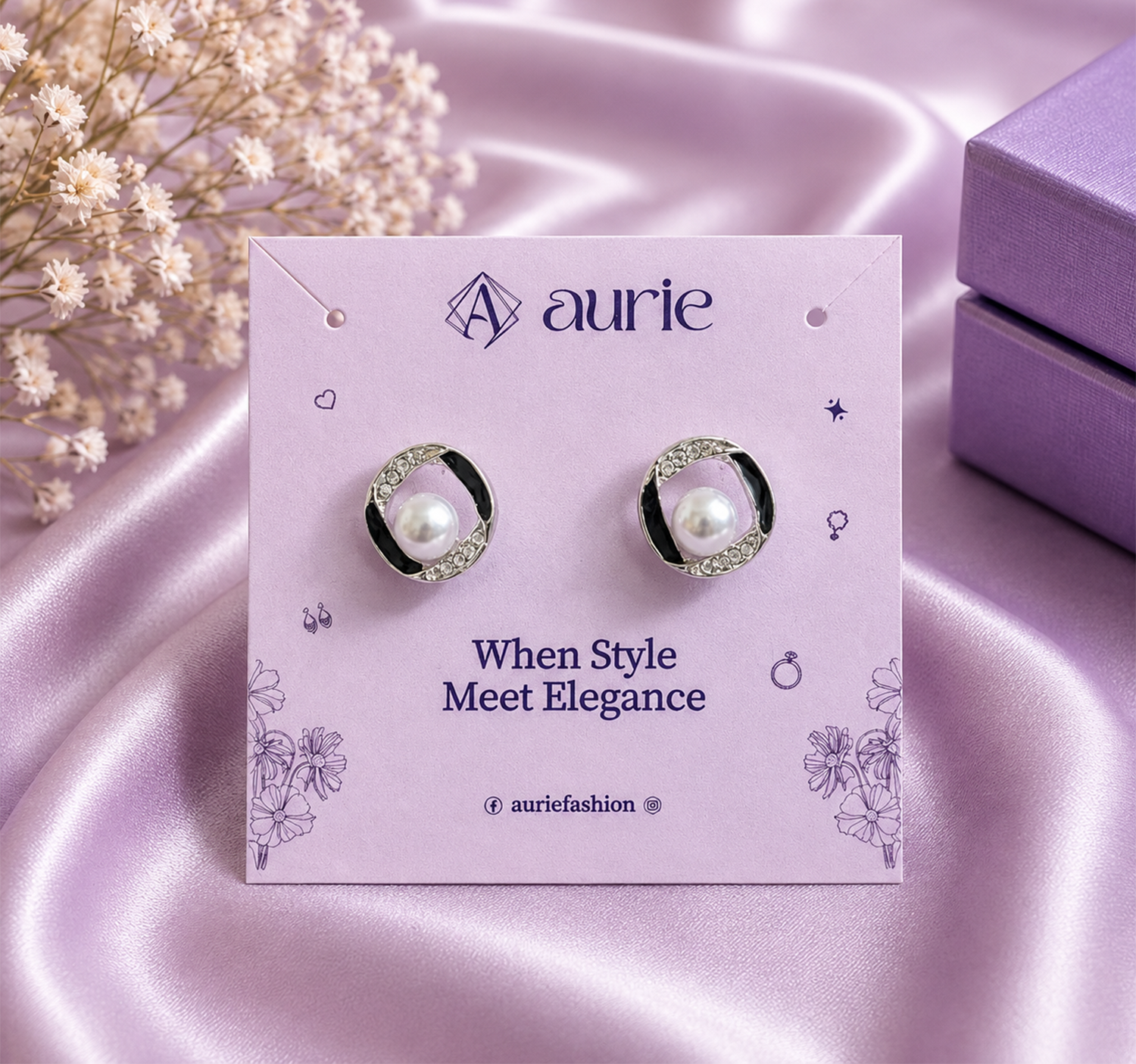 Silver Tone Faux Pearl Stud Korean Earrings for Women & Girls