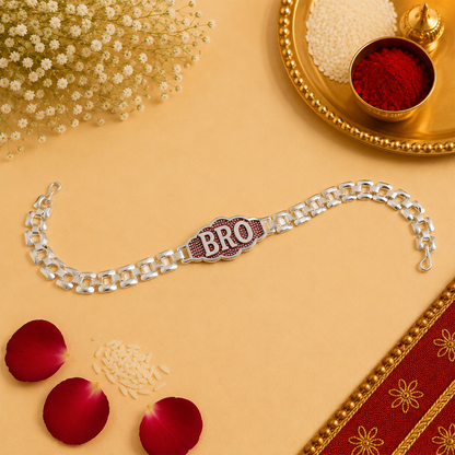 Premium Chain BRO Engraved Rakhi Gift for Brother