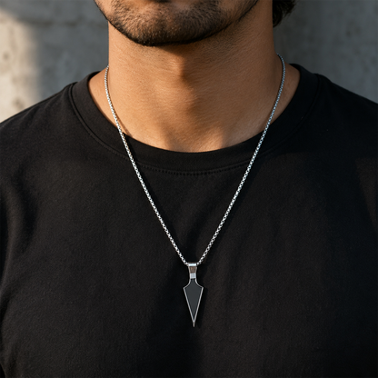 Black Arrowhead Pendant Necklace for Men and Boys