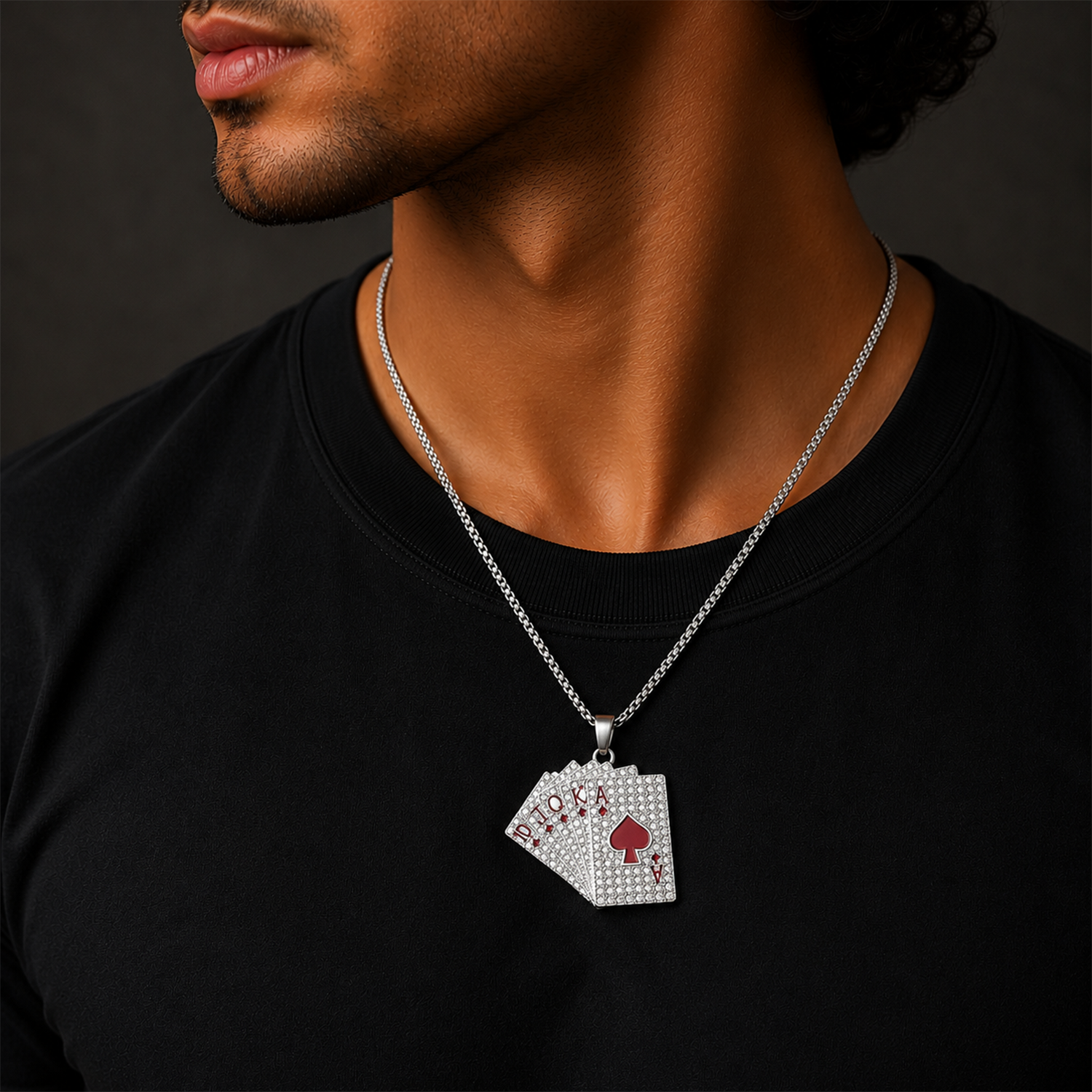 Playing Cards Pendant Necklace for Men & Boys