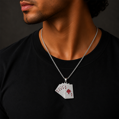 Playing Cards Pendant Necklace for Men & Boys