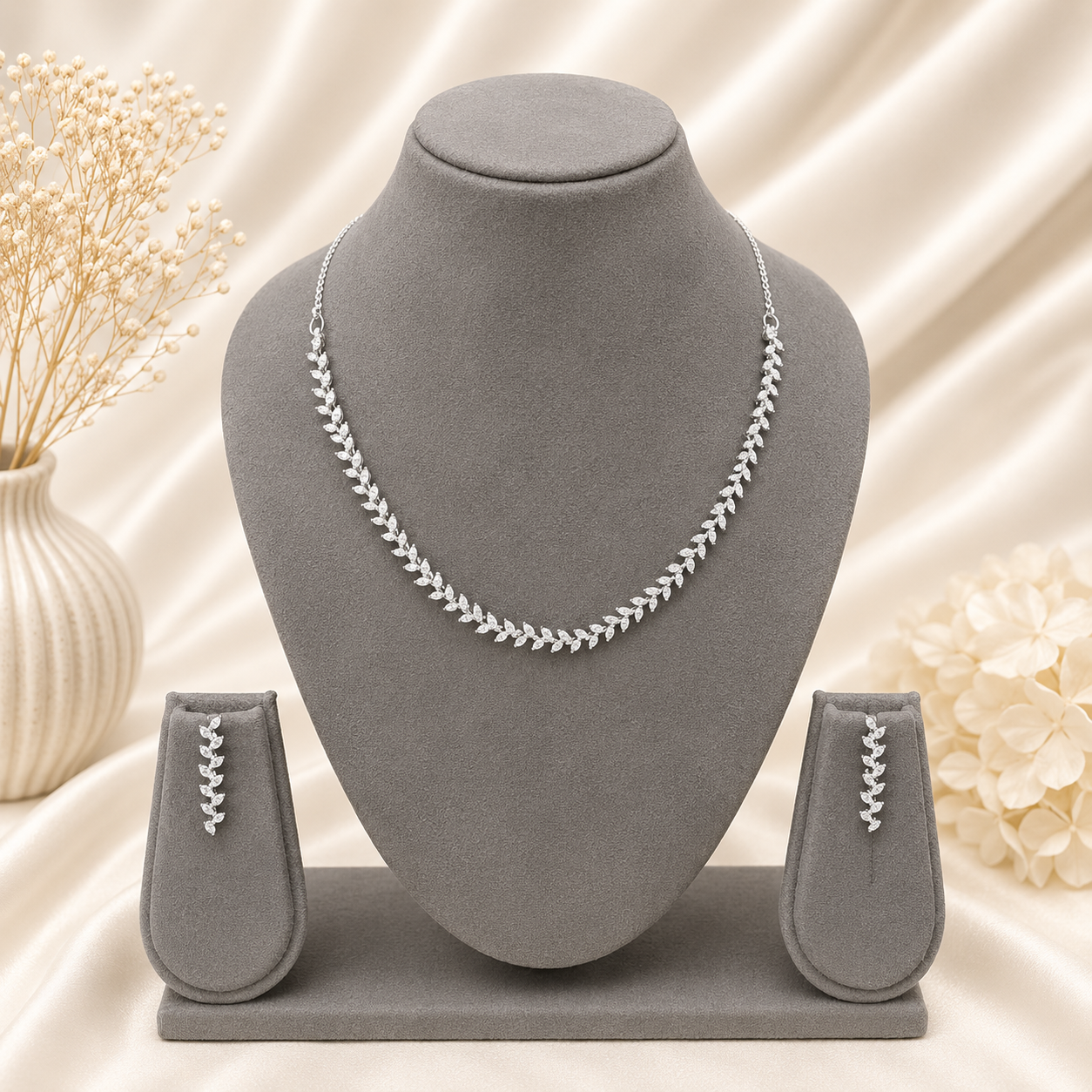Sparkling Marquise Cut Cubic Zirconia Necklace Set for Girls & Women's